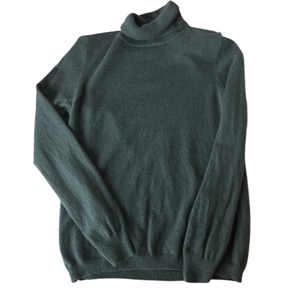 Talbots Large Cashmere Turtleneck Sweater Green